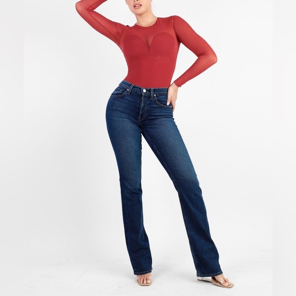 XL Popilush Red Shapewear Illusion Mesh Long Sleeve Tummy Control Bodysuit - Picture 4 of 10